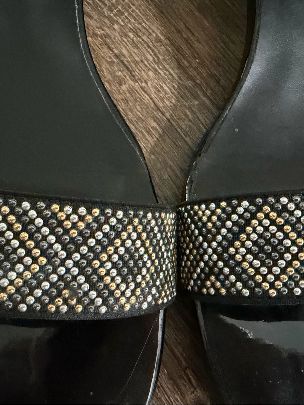 Vaneli Black Sandals NWOT, Gold and Silver Beaded Straps size 11 N. - Picture 4 of 6